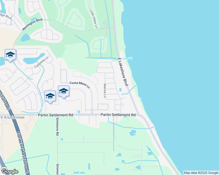map of restaurants, bars, coffee shops, grocery stores, and more near 3007 Lady Mae Lane in Kissimmee
