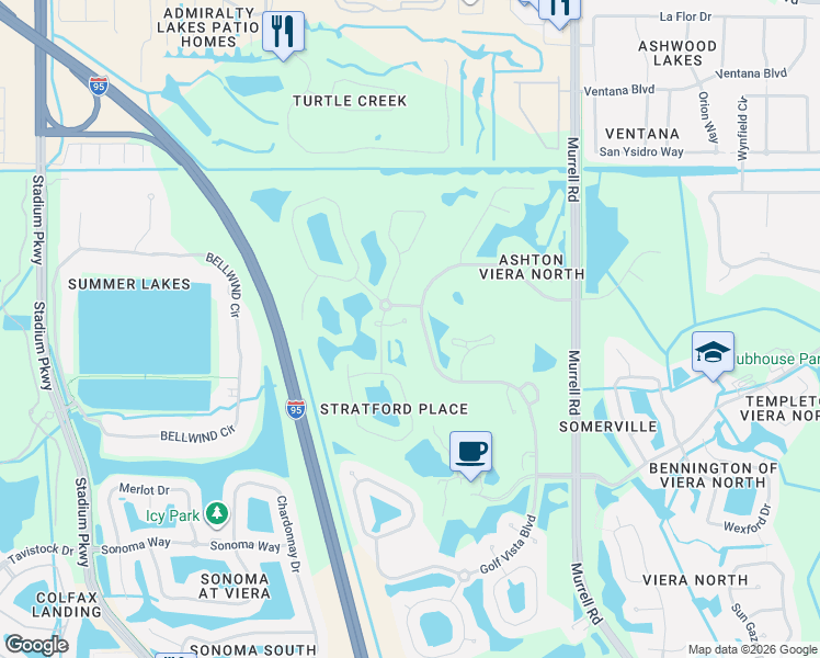 map of restaurants, bars, coffee shops, grocery stores, and more near 4597 Brantford Ct in Rockledge