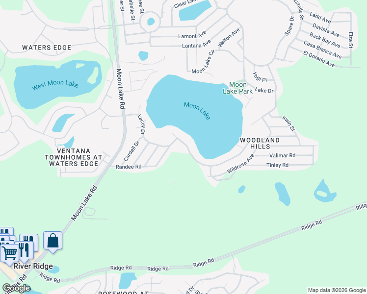 map of restaurants, bars, coffee shops, grocery stores, and more near 12266 Lacey Drive in New Port Richey