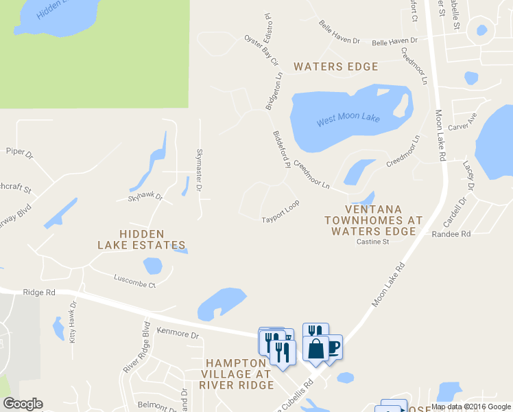 map of restaurants, bars, coffee shops, grocery stores, and more near 8613 Tenbridge Way in New Port Richey