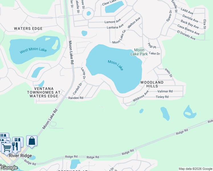 map of restaurants, bars, coffee shops, grocery stores, and more near 12266 Lacey Drive in New Port Richey