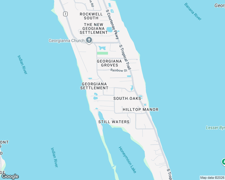 map of restaurants, bars, coffee shops, grocery stores, and more near 205 Alameda Drive in Merritt Island
