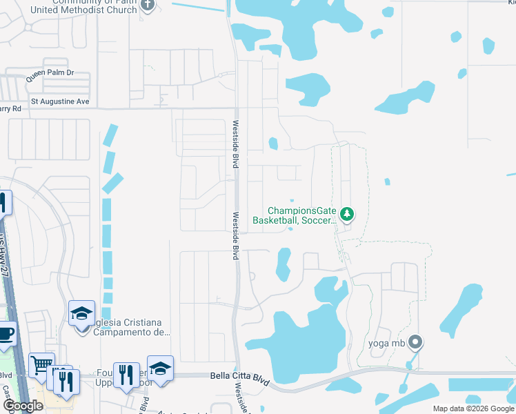map of restaurants, bars, coffee shops, grocery stores, and more near 801 Drop Shot Drive in Davenport