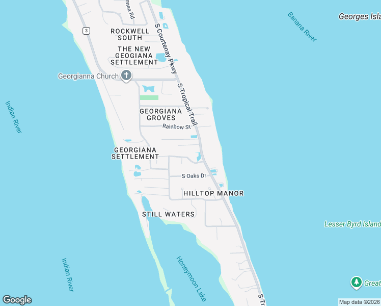 map of restaurants, bars, coffee shops, grocery stores, and more near 130 Alameda Drive in Merritt Island