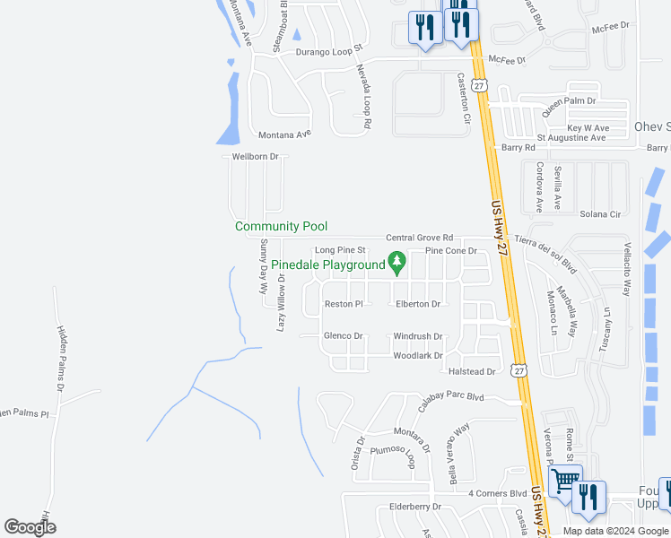 map of restaurants, bars, coffee shops, grocery stores, and more near 160 Springfield Pass in Davenport