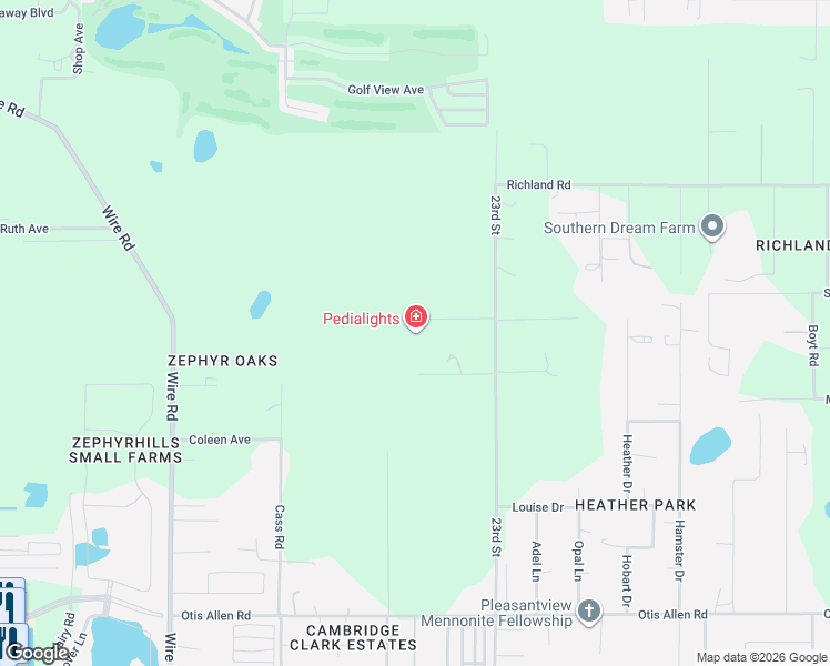 map of restaurants, bars, coffee shops, grocery stores, and more near 8711 23rd Street in Zephyrhills