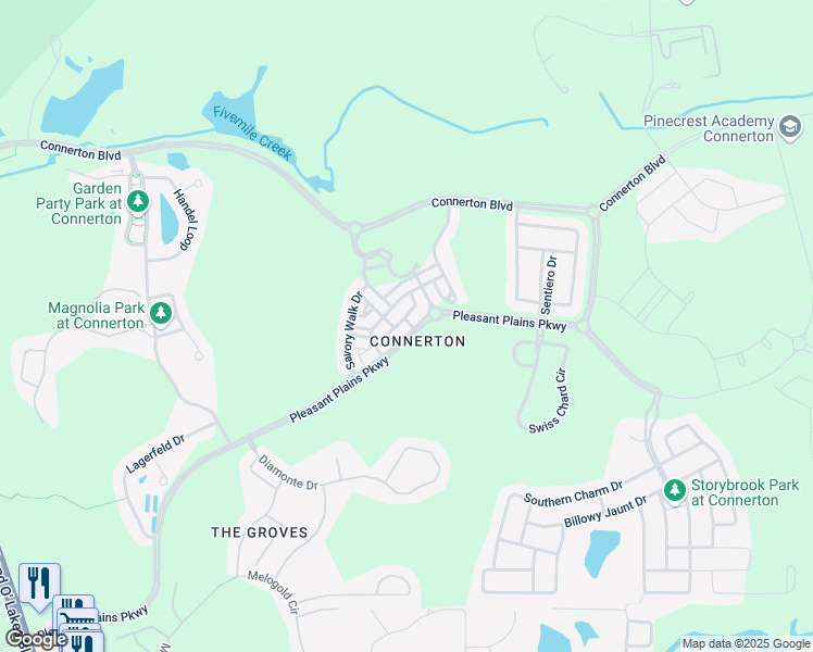 map of restaurants, bars, coffee shops, grocery stores, and more near 21183 Pleasant Plains Parkway in Land O' Lakes