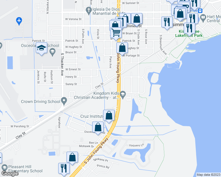map of restaurants, bars, coffee shops, grocery stores, and more near 924 Determination Way in Kissimmee