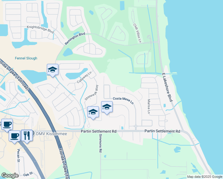 map of restaurants, bars, coffee shops, grocery stores, and more near 911 La Terraza Lane in Kissimmee