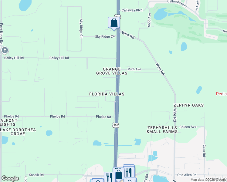 map of restaurants, bars, coffee shops, grocery stores, and more near 37937 Poncan Circle in Zephyrhills