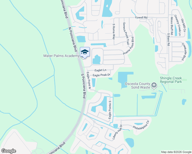 map of restaurants, bars, coffee shops, grocery stores, and more near 4642 Eagle Peak Drive in Kissimmee