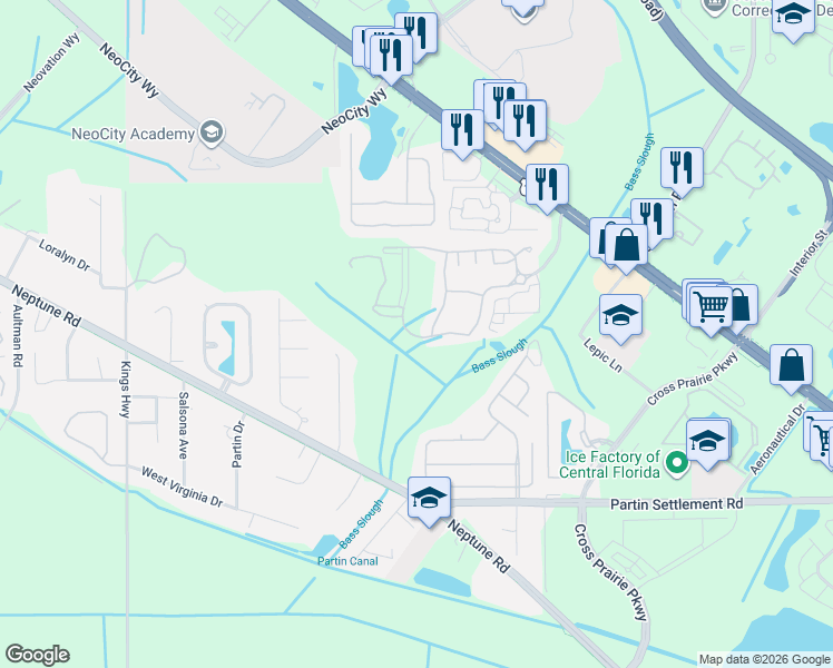 map of restaurants, bars, coffee shops, grocery stores, and more near 1970 Heritage Key Blvd in Kissimmee