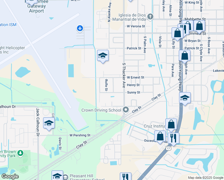 map of restaurants, bars, coffee shops, grocery stores, and more near 700 Hudson Street in Kissimmee