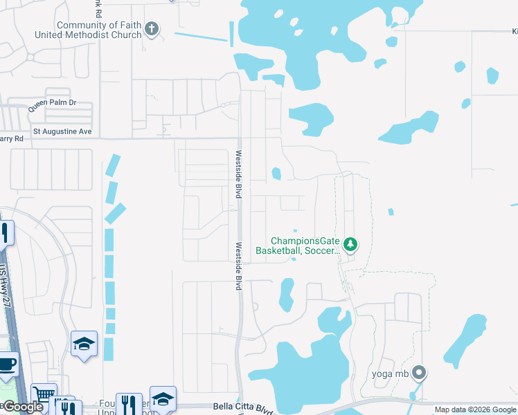 map of restaurants, bars, coffee shops, grocery stores, and more near 661 Drop Shot Drive in Four Corners