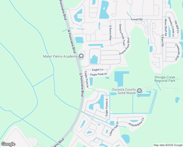 map of restaurants, bars, coffee shops, grocery stores, and more near 4642 Eagle Peak Drive in Kissimmee