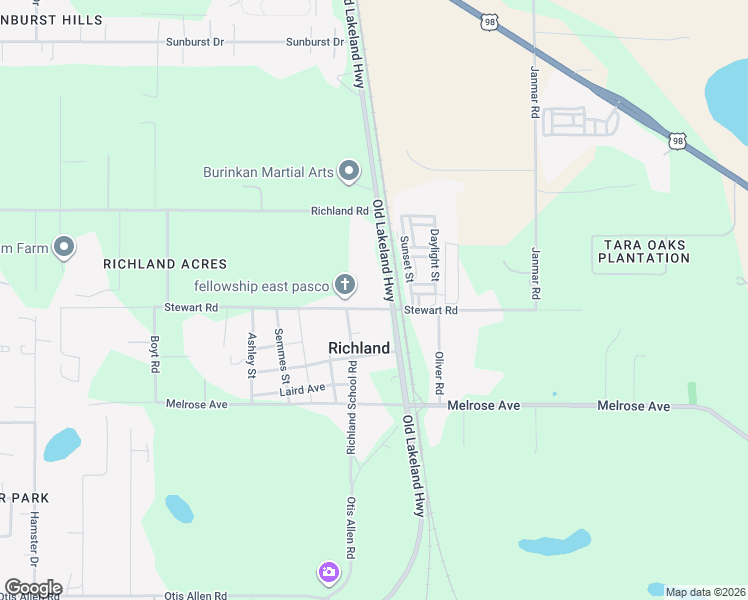 map of restaurants, bars, coffee shops, grocery stores, and more near 8811 Old Lakeland Highway in Dade City