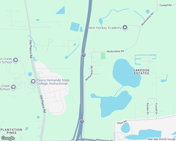 map of restaurants, bars, coffee shops, grocery stores, and more near 8827 McKendree Road in Wesley Chapel
