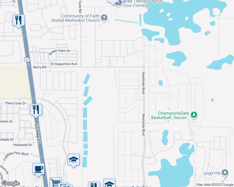 map of restaurants, bars, coffee shops, grocery stores, and more near Unnamed Road in Kissimmee
