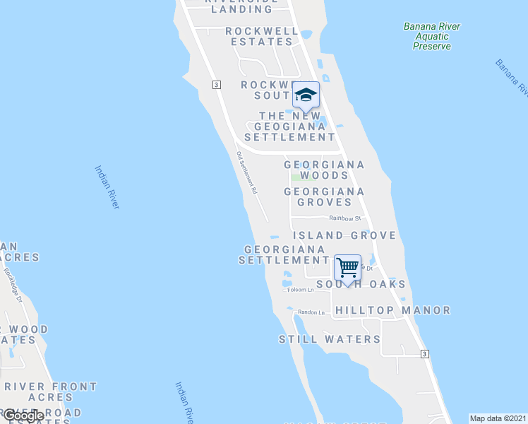 map of restaurants, bars, coffee shops, grocery stores, and more near 4080 Old Settlement Road in Merritt Island