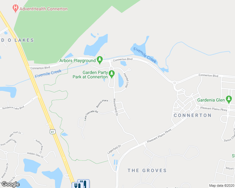 map of restaurants, bars, coffee shops, grocery stores, and more near 8748 Handel Loop in Land O' Lakes
