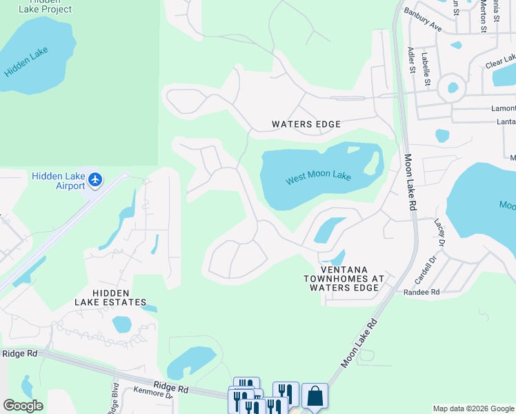 map of restaurants, bars, coffee shops, grocery stores, and more near 11406 Biddeford Place in New Port Richey
