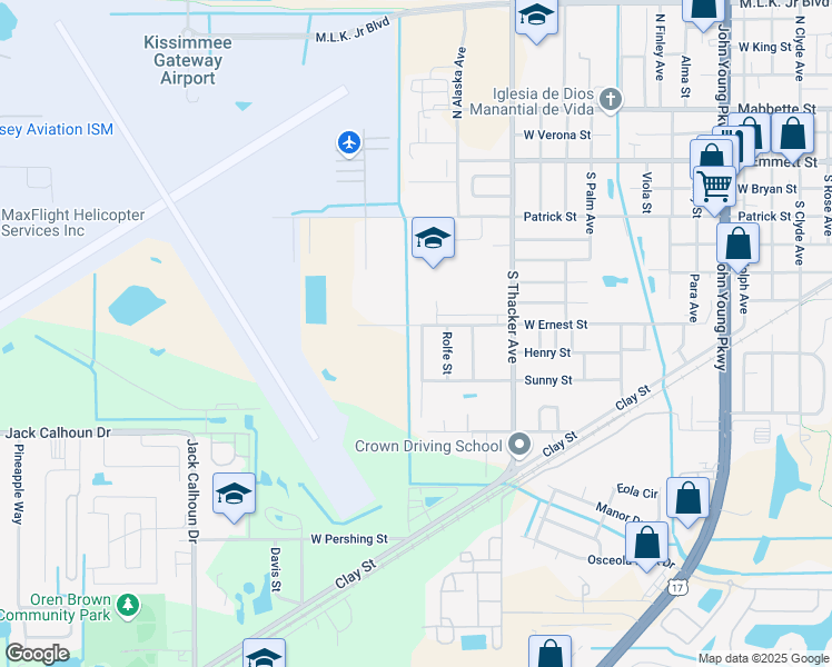 map of restaurants, bars, coffee shops, grocery stores, and more near 703 Jenkins Street in Kissimmee