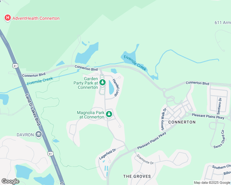 map of restaurants, bars, coffee shops, grocery stores, and more near 8902 Handel Loop in Land O' Lakes