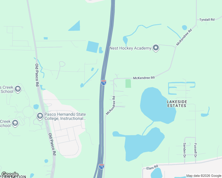 map of restaurants, bars, coffee shops, grocery stores, and more near 8877 McKendree Road in Wesley Chapel