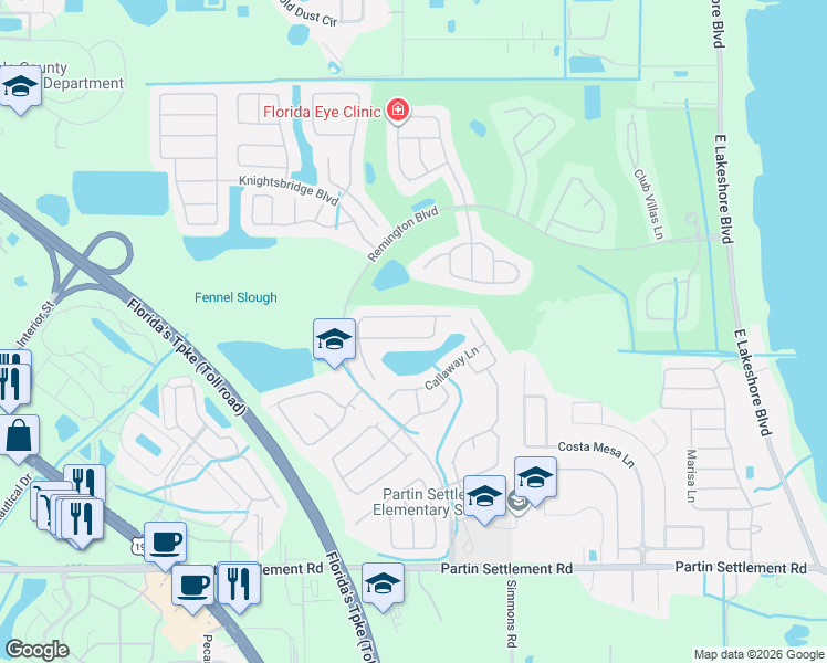 map of restaurants, bars, coffee shops, grocery stores, and more near 2721 Amanda Kay Way in Kissimmee