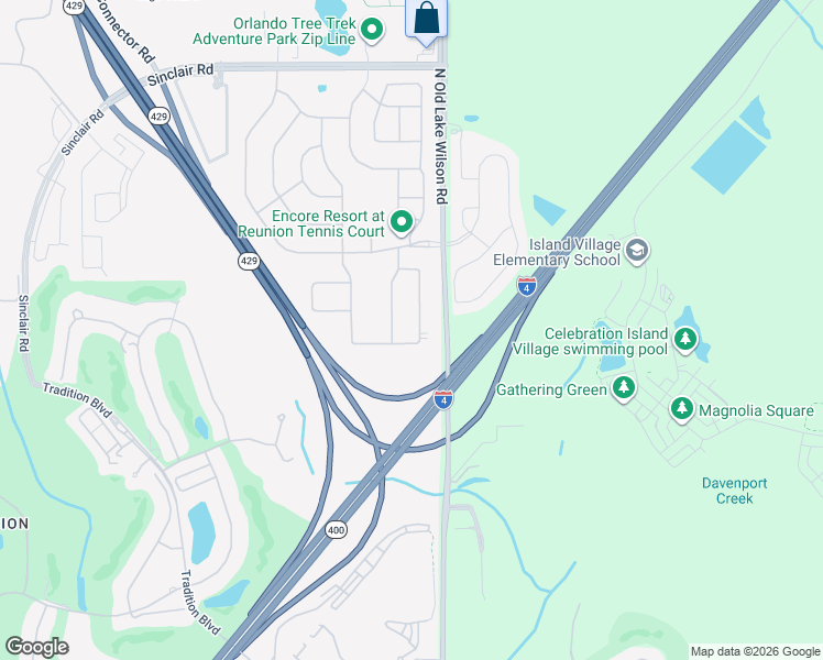map of restaurants, bars, coffee shops, grocery stores, and more near 361 Southfield Street in Kissimmee