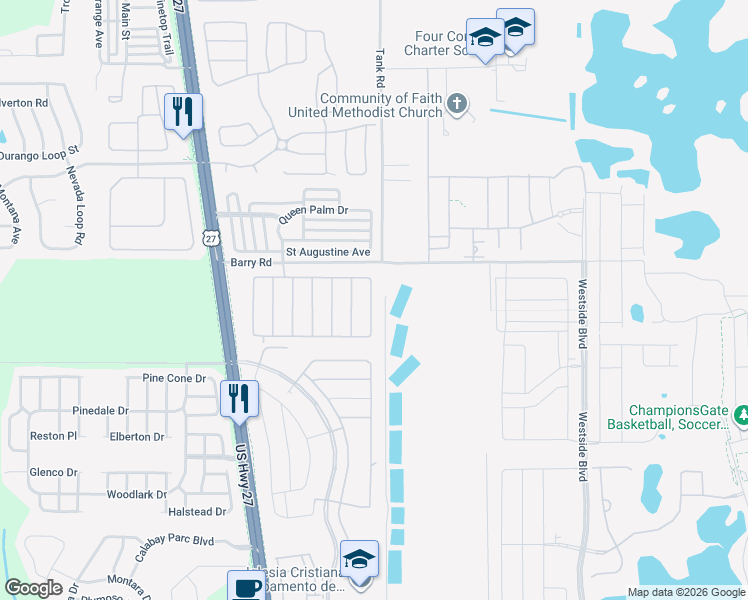 map of restaurants, bars, coffee shops, grocery stores, and more near 1112 Solana Circle in Davenport