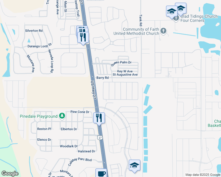 map of restaurants, bars, coffee shops, grocery stores, and more near 142 Cordova Avenue in Davenport