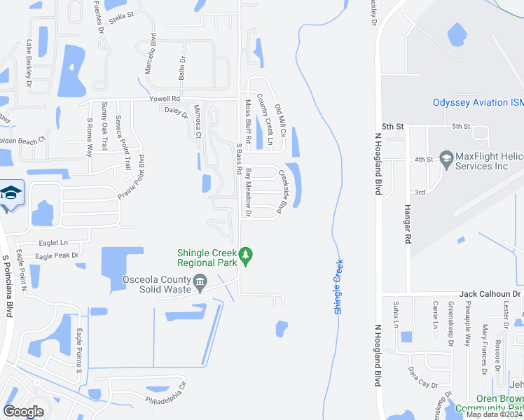 map of restaurants, bars, coffee shops, grocery stores, and more near 4312 Bayside Drive in Kissimmee
