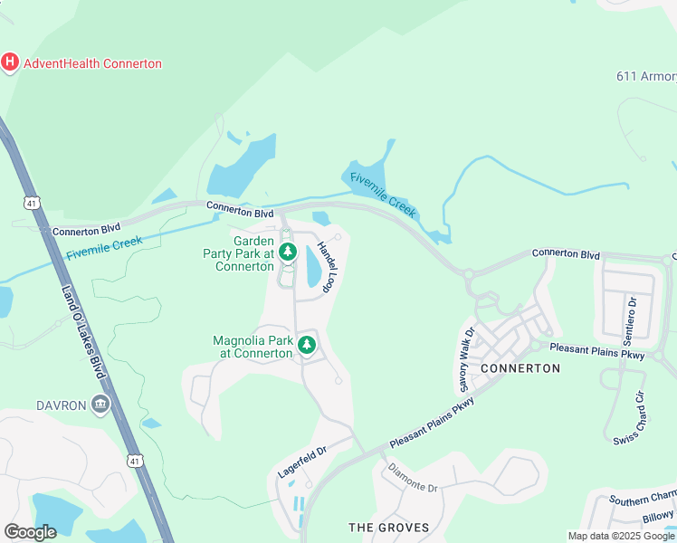 map of restaurants, bars, coffee shops, grocery stores, and more near 8902 Handel Loop in Land O' Lakes