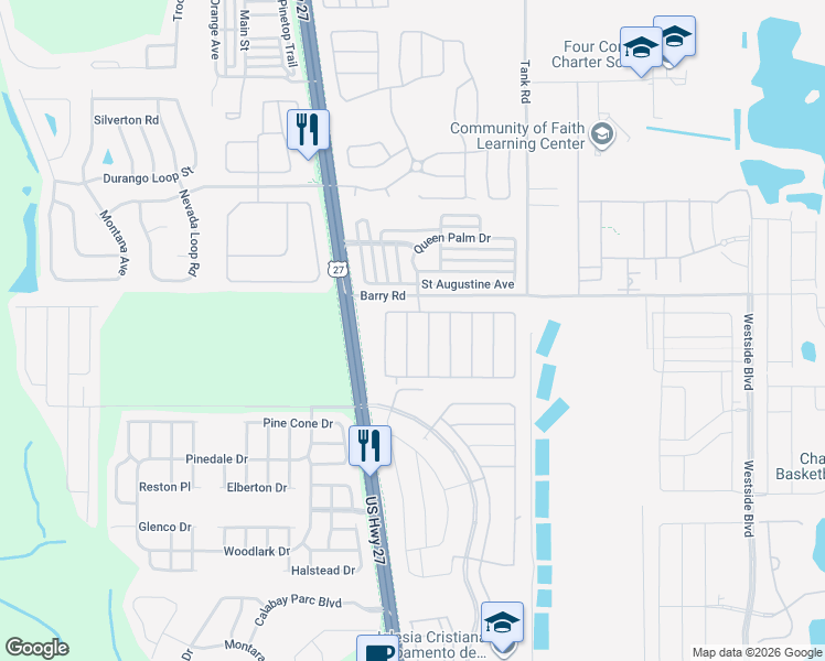 map of restaurants, bars, coffee shops, grocery stores, and more near 142 Cordova Avenue in Davenport