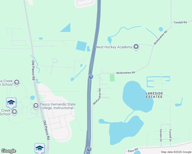 map of restaurants, bars, coffee shops, grocery stores, and more near 8877 McKendree Road in Wesley Chapel