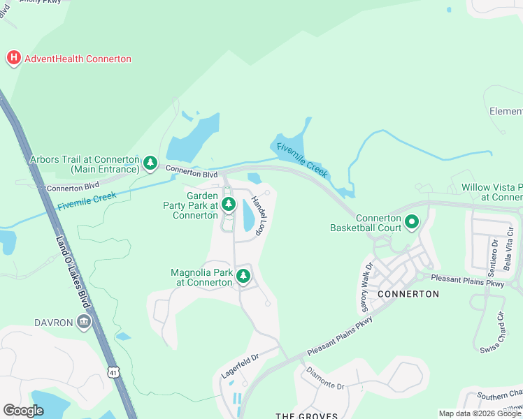 map of restaurants, bars, coffee shops, grocery stores, and more near 8920 Handel Loop in Land O' Lakes