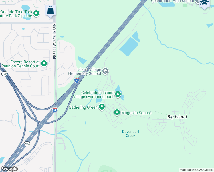 map of restaurants, bars, coffee shops, grocery stores, and more near 2089 Celebration Boulevard in CHAMPIONS GT