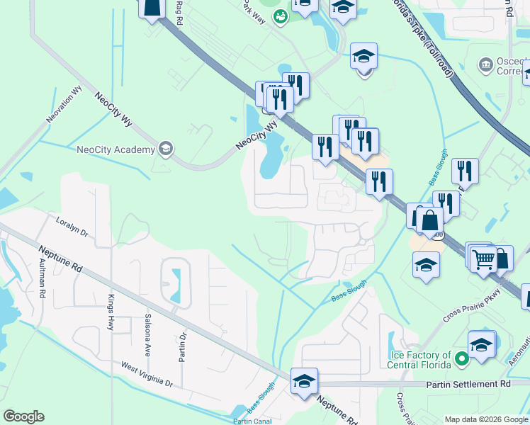 map of restaurants, bars, coffee shops, grocery stores, and more near 1902 Magical Lane in Kissimmee