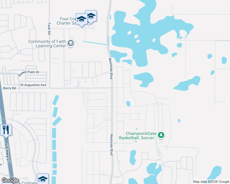 map of restaurants, bars, coffee shops, grocery stores, and more near Unnamed Road in Kissimmee