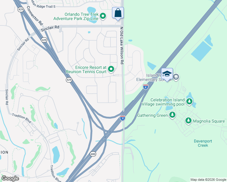 map of restaurants, bars, coffee shops, grocery stores, and more near 264 Auburn Avenue in Kissimmee
