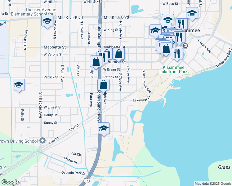 map of restaurants, bars, coffee shops, grocery stores, and more near 914 West Portage Street in Kissimmee