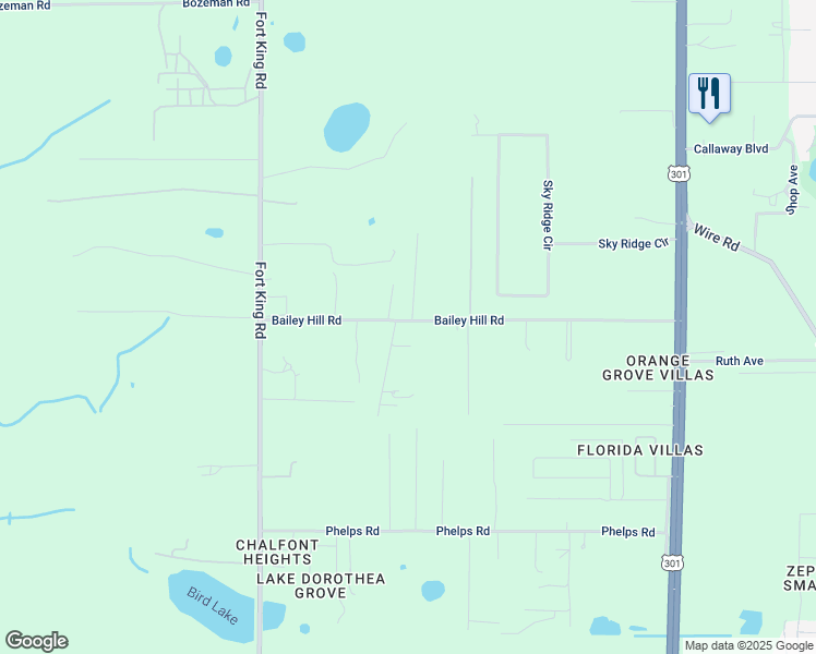 map of restaurants, bars, coffee shops, grocery stores, and more near 37320 Bailey Hill Road in Dade City