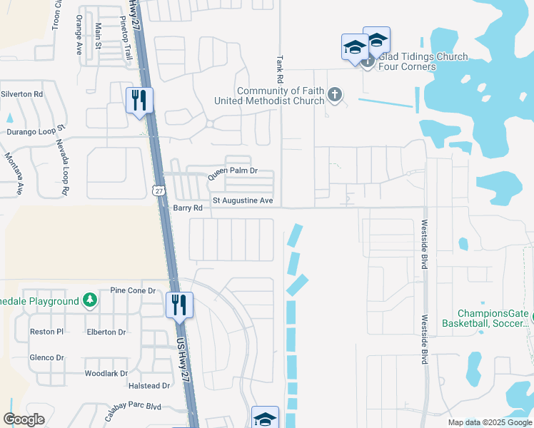 map of restaurants, bars, coffee shops, grocery stores, and more near 613 Saint Augustine Avenue in Davenport
