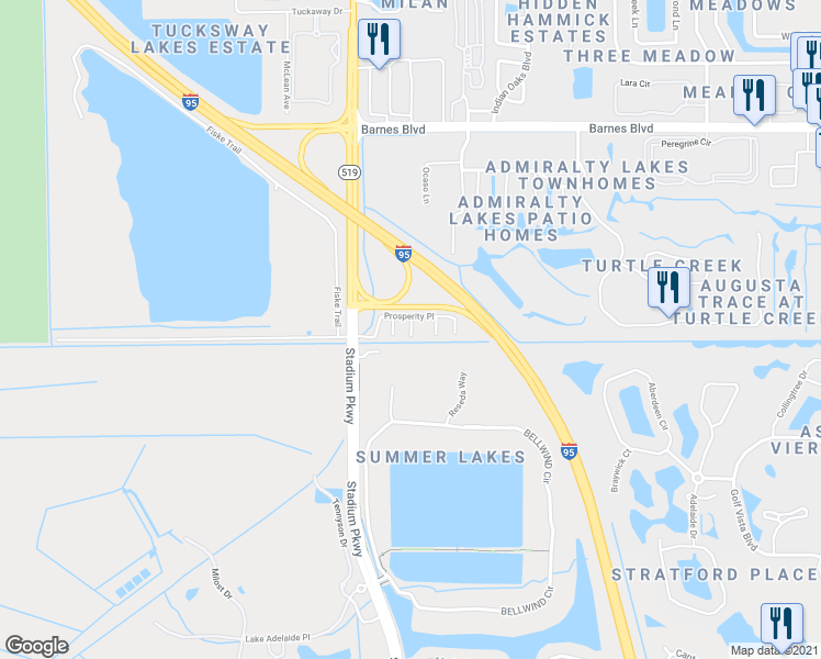 map of restaurants, bars, coffee shops, grocery stores, and more near 4125 Bond Avenue in Rockledge