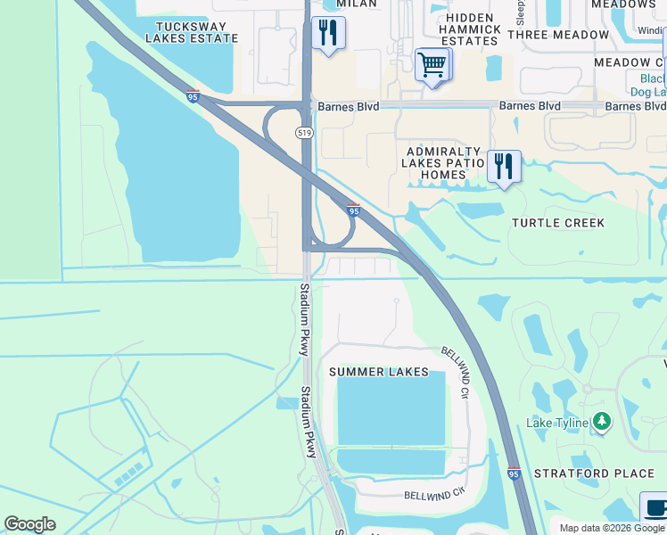 map of restaurants, bars, coffee shops, grocery stores, and more near 953 Prosperity Place in Rockledge