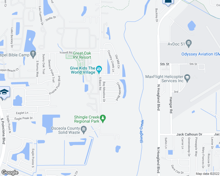 map of restaurants, bars, coffee shops, grocery stores, and more near 4312 Bay Brook Drive in Kissimmee