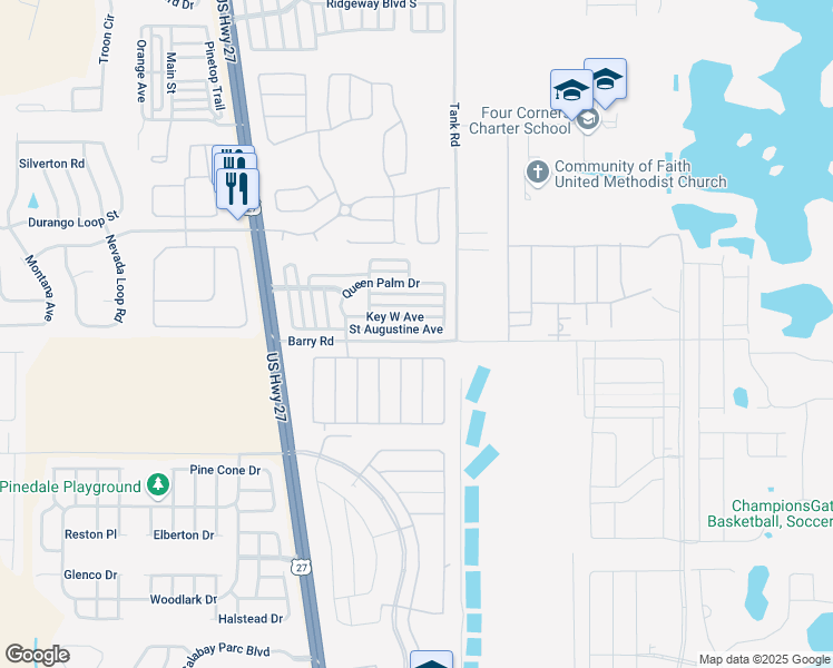 map of restaurants, bars, coffee shops, grocery stores, and more near 613 Saint Augustine Avenue in Davenport