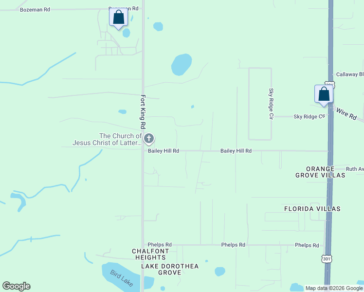 map of restaurants, bars, coffee shops, grocery stores, and more near 9010 Marston Drive in Dade City