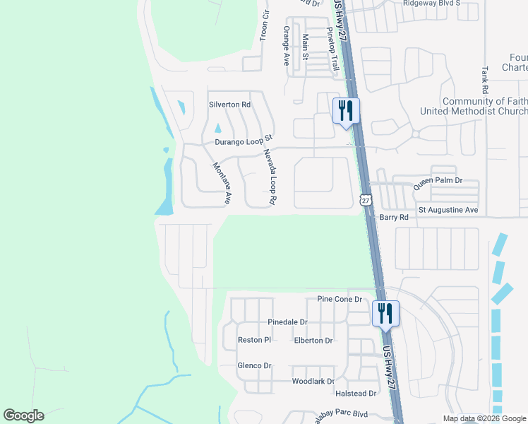 map of restaurants, bars, coffee shops, grocery stores, and more near 314 Nevada Loop Road in Davenport